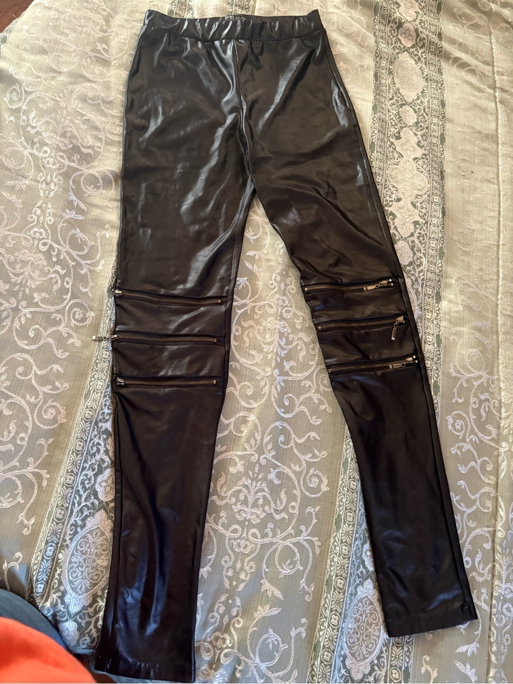 Black Faux Leather Women's Moto Leggings